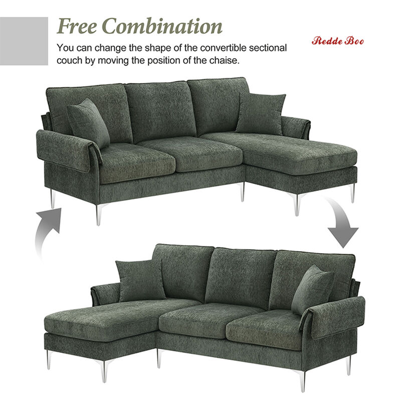 Convertible Sectional Couch Sofa, 3 Seat L Shaped Couch Linen Fabric Small Couches for Living Room, Apartment and Small Space