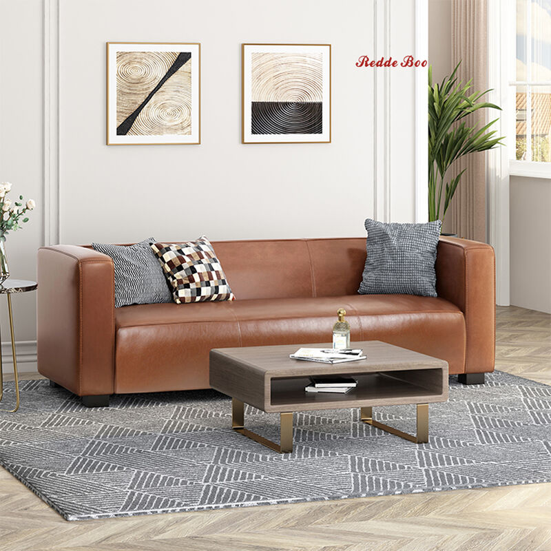 Modern 3-Seat Sofa Large Couch for Living Room, Leather Sofa with Deep Cushions