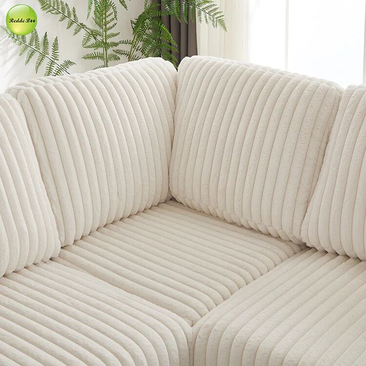 Corduroy L - Shaped Sofa with USB Ports: Plush, Practical for Comfort & Device Charging