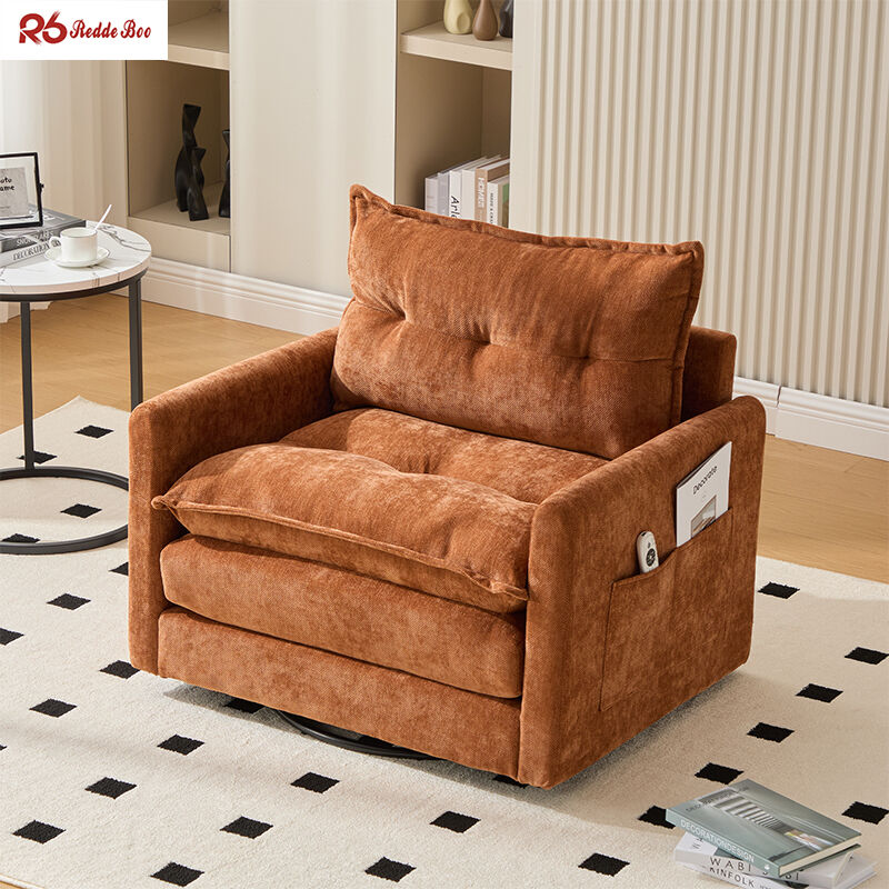 Apartment Swivel Upholstered Sectional Linen Fabric Sofa Single Seat Furniture