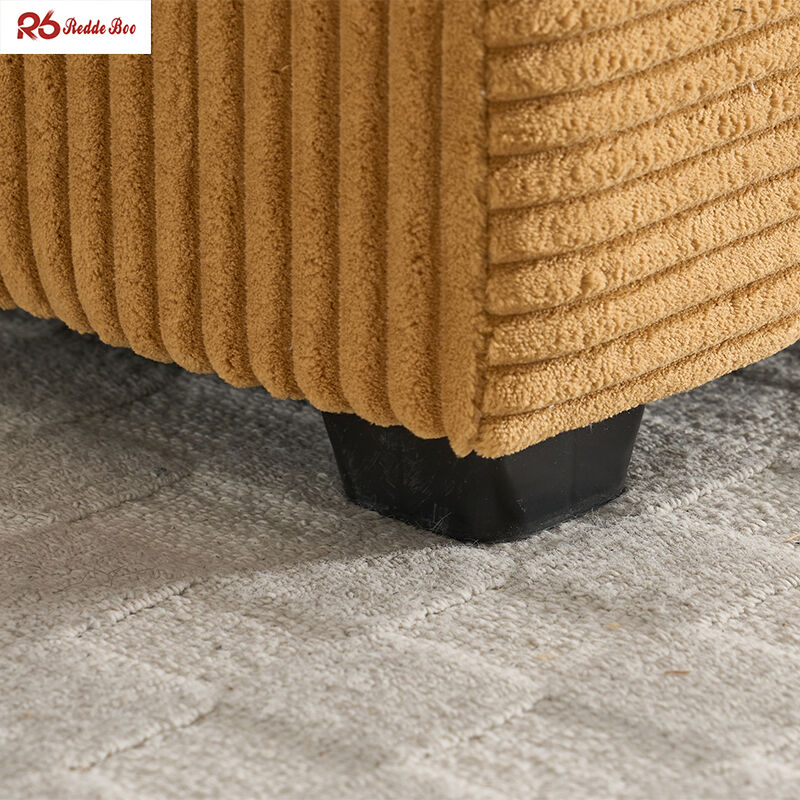 Minimalist Multifunctional Plush Corduroy Sofa Couch Sets Tan Yellow For Apartment