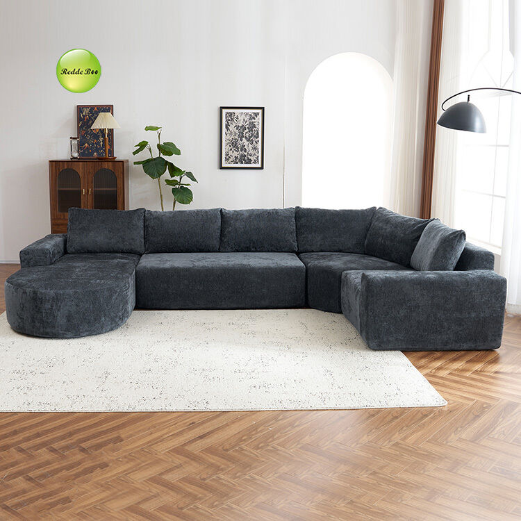 High Resilience Corner Compressed Sofa Fabric L Shaped Couch For Living Room Furniture