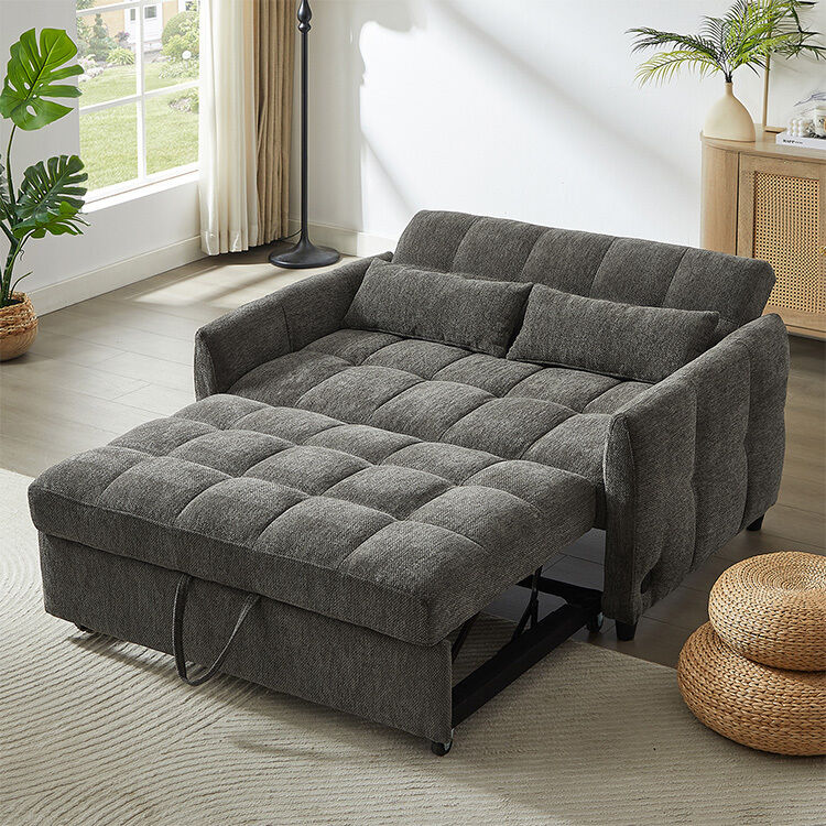 Modern Chenille Fabric Pull out Sofa Bed With USB Charge Saving-Sapce 2 Seater Sofa For Living Room Furniture