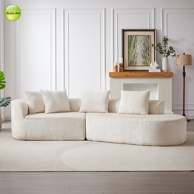 Curved Microfiber Chenille Compressed Sofa And Loveseat Vacuum Packed