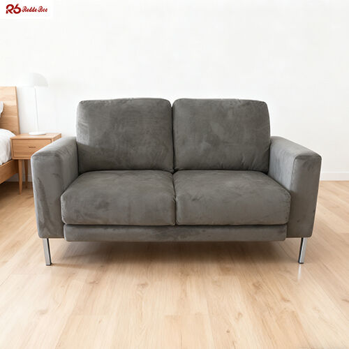 Minimalist Design Linen Fabric 2 Seater Cushion Sofa Apartment Furniture