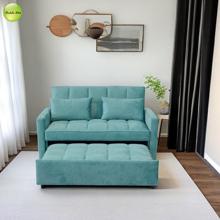 Modern Velvet Pull Out Sofa Bed Saving-Space Convertible Sleeping Sofa Bed For Living Room Bedroom Furniture