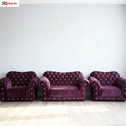 Purple Tufted Leather Sofa Furniture Chesterfield Armchair Leather