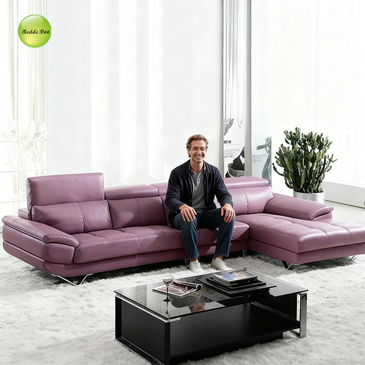 Purple Leather Angled L Shaped Sectional Sofa 80 X 80 8 Piece Reversible
