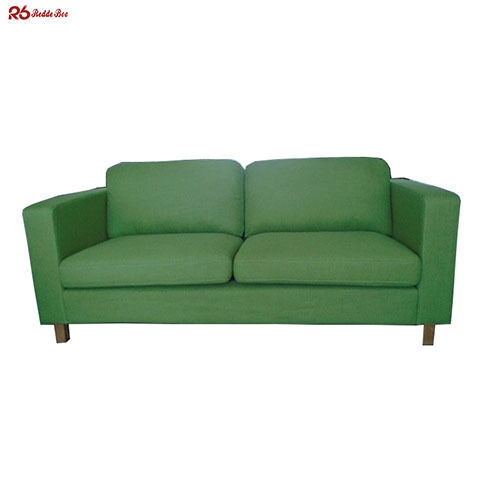Linen Slipcovered Sectional Green Upholstered Sofa Wood Frame For Hotel Room