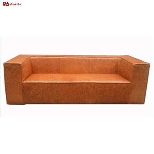 Cube Sectional Vegan Leather Sofa Cognac Tanning For Living Room
