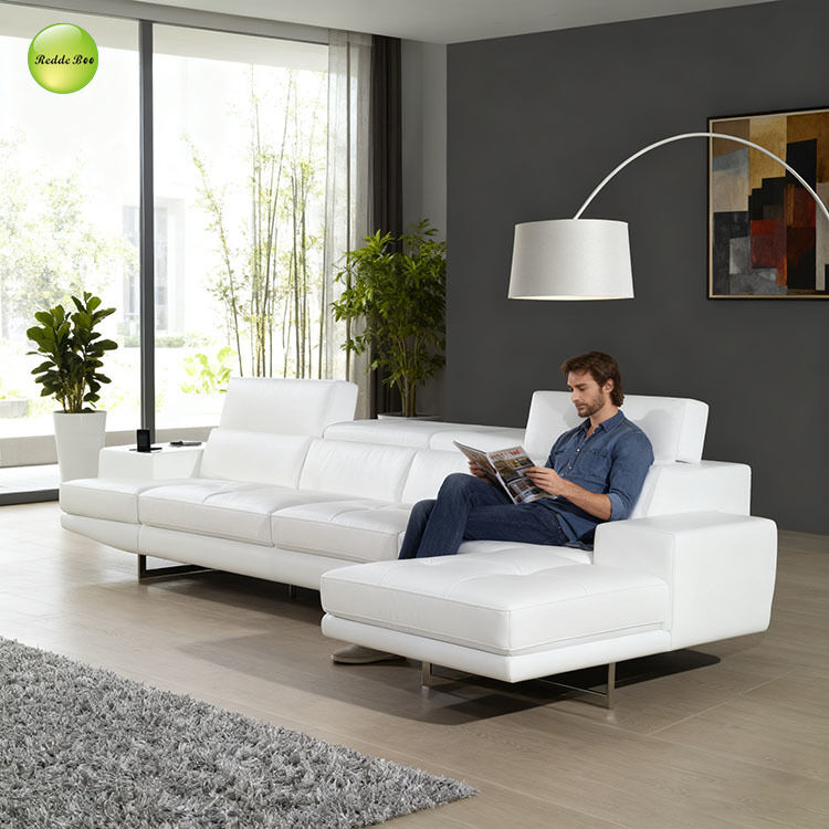 Minimalist White Leather L - Sofa: Clean Lines, Effortless Elegance – For Minimalist Spaces