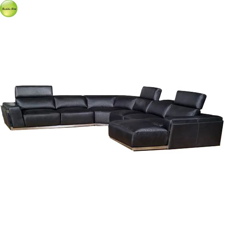 Sectional Premium Black Leather Corner Sofa Furniture Contemporary Stain Resistant