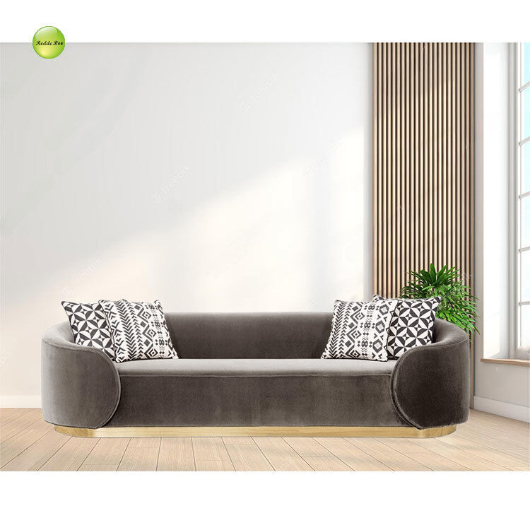 500kg Polyester Taupe Striped Linen Sofa Apartment Furniture