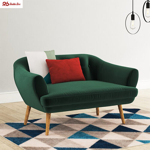 Tufted Backrest Emerald Green Velvet Chaise Lounge Channel Back Couch Sofa