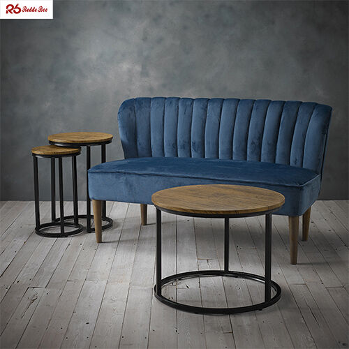 25cm High Leg Tufted Channel Back Dining Chair Wing Back Blue Pink Gray OEM