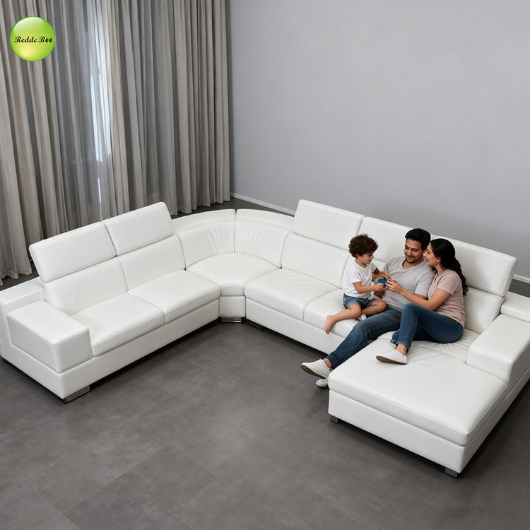 Neo - Classical White Leather Corner Sofa: Ornate Details, Soft Upholstery – Sophisticated Family Living Redefine
