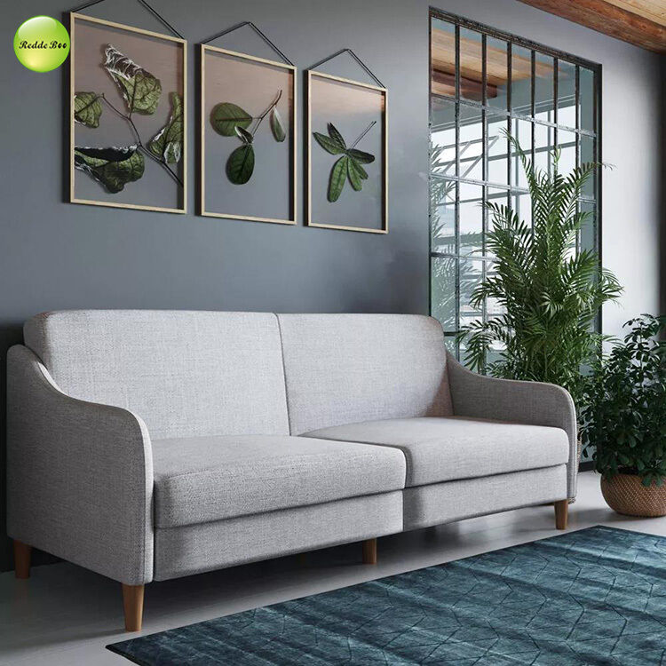 Minimalist Linen Fabric Three-Seater Living Room Sofa Convertible Sleeping Bed Saving-Space Foldable Sofa Bed For Small Apartment