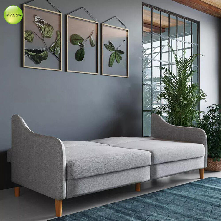 Minimalist Linen Fabric Three-Seater Living Room Sofa Convertible Sleeping Bed Saving-Space Foldable Sofa Bed For Small Apartment