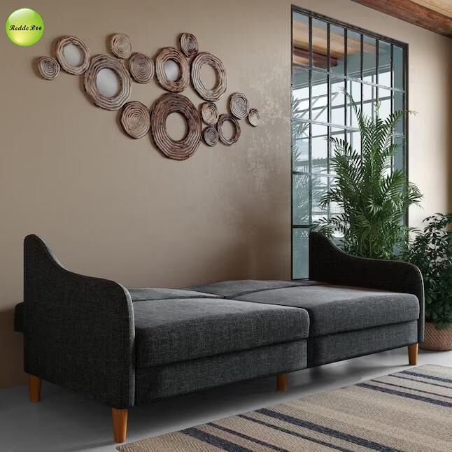 Minimalist Linen Fabric Three-Seater Living Room Sofa Convertible Sleeping Bed Saving-Space Foldable Sofa Bed For Small Apartment