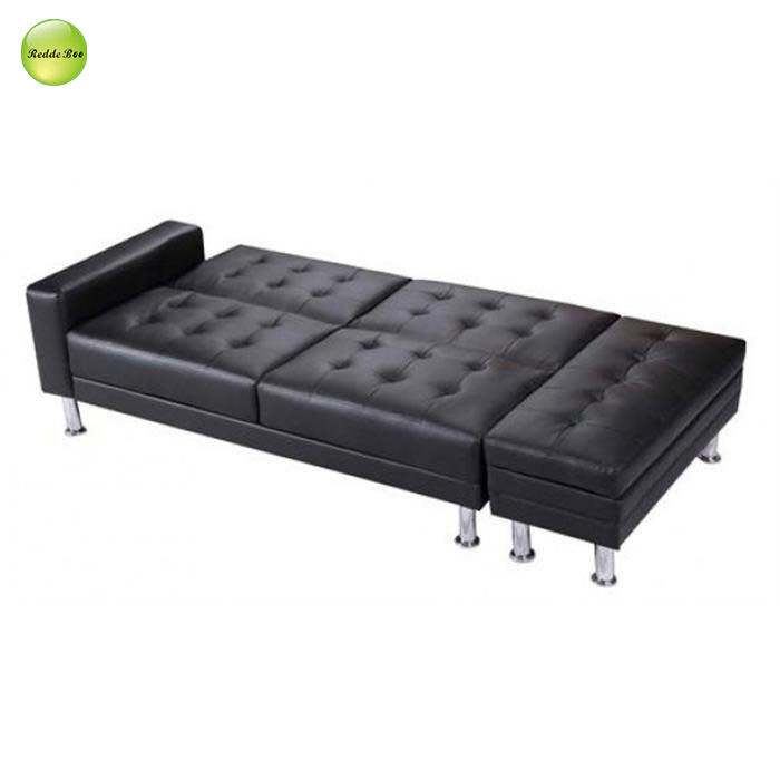 Multi-Functional PU Leather 3-Seater Sofa Bed with Storage Ottoman Space-Saving Sectional Sofa Convetible Sleeping Foldable Sofa Bed