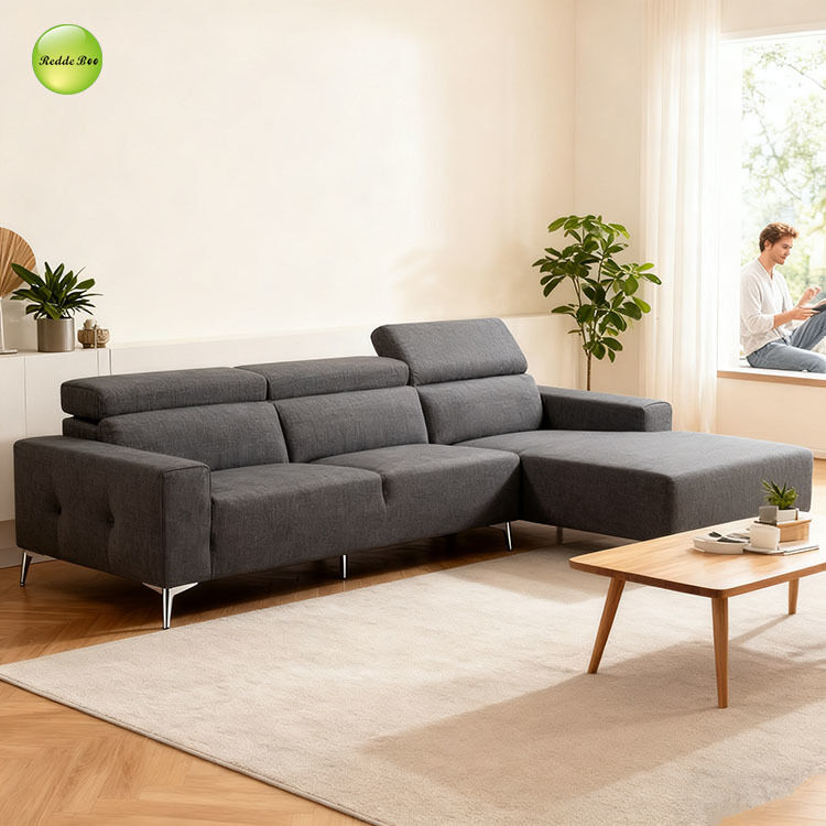 Minimalist Gray Modular Lounge: Versatile Layout, Premium Fabric – Calm Relaxation Hub Transform