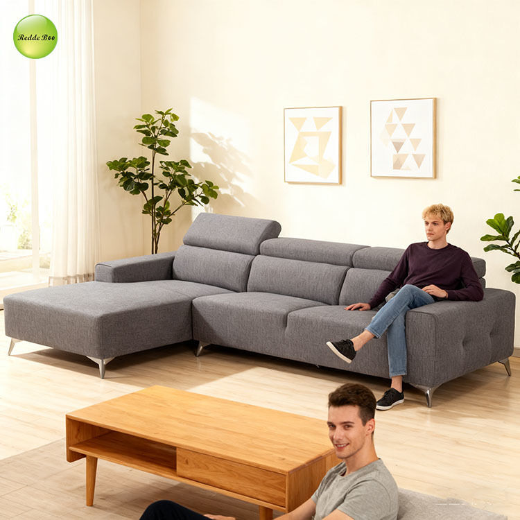 Minimalist Gray Modular Lounge: Versatile Layout, Premium Fabric – Calm Relaxation Hub Transform