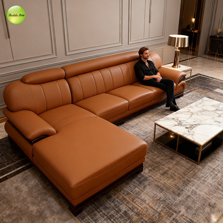 Classic Brown Leather Sectional: Premium Craft, Elegant Vibe – A Smart Choice for Luxe Modern Living Rooms