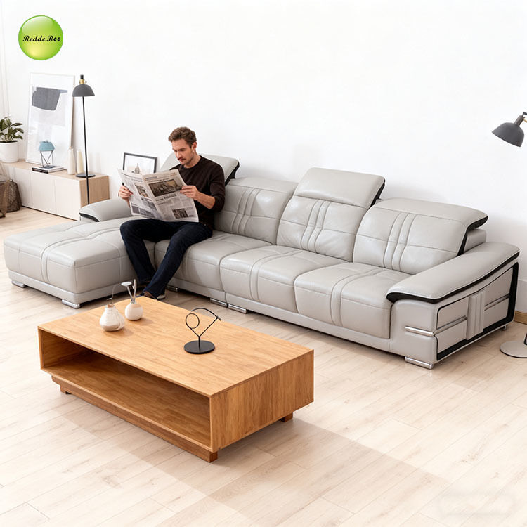 Leather Modular Sofa: Bold Trim, Spacious Layout – Transform Home into a Stylish Relaxation Hub
