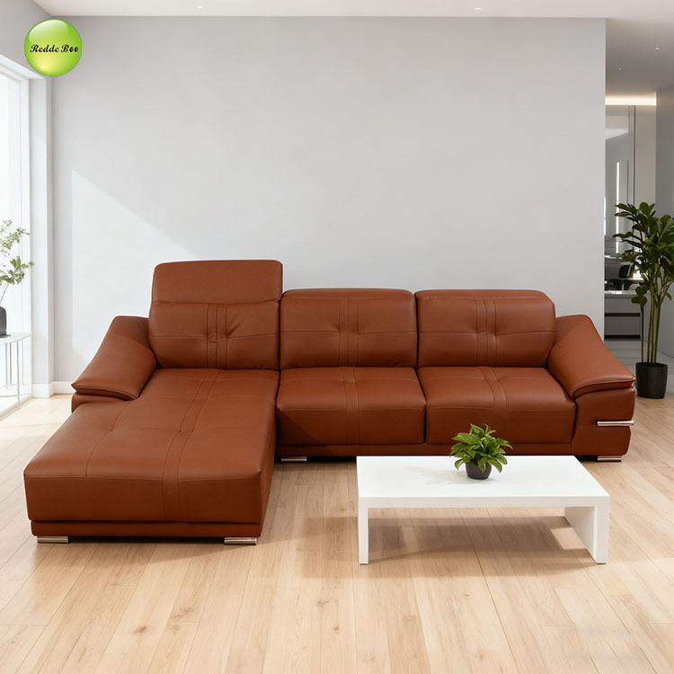 Leather Modular Sofa: Bold Trim, Spacious Layout – Transform Home into a Stylish Relaxation Hub