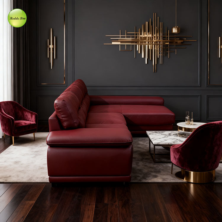 Luxury Burgundy Leather Set: Deep Hue, Premium Craft – Top Pick for Refined Family Lounges
