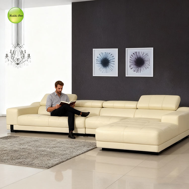 Cream Leather Sectional: Minimalist Chic & Cloud - Like Comfort – Redefine Your Modern Living Aesthetic