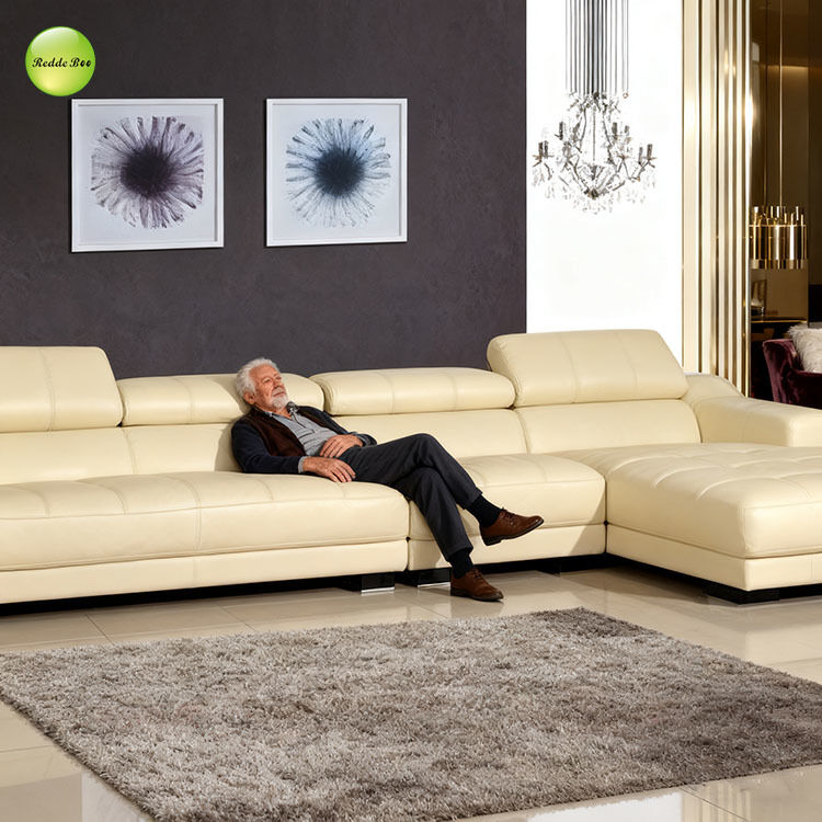 Cream Leather Sectional: Minimalist Chic & Cloud - Like Comfort – Redefine Your Modern Living Aesthetic