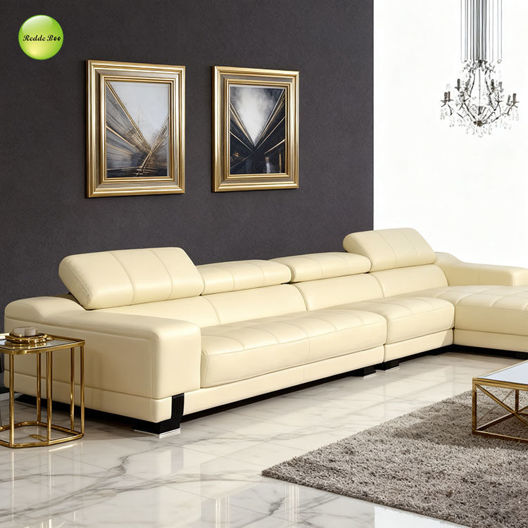 Cream Leather Sectional: Minimalist Chic & Cloud - Like Comfort – Redefine Your Modern Living Aesthetic