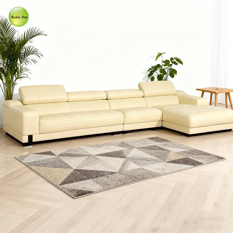 Cream Leather Sectional: Minimalist Chic & Cloud - Like Comfort – Redefine Your Modern Living Aesthetic