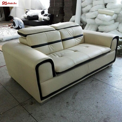 Custom Distressed Leather Sofa Furniture Cream Colored REACH Certificated