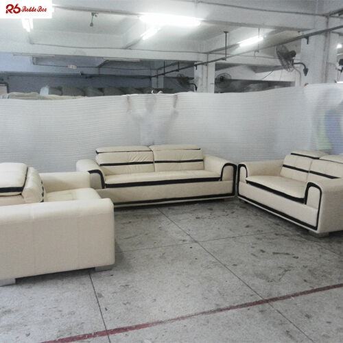 Custom Distressed Leather Sofa Furniture Cream Colored REACH Certificated