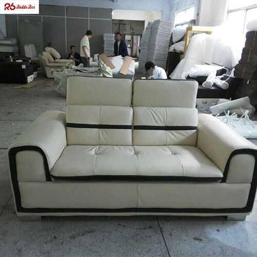Custom Distressed Leather Sofa Furniture Cream Colored REACH Certificated