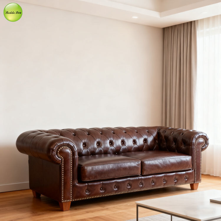 Genuine Leather Chesterfield Sofa Bed Furniture Click Clack Couch