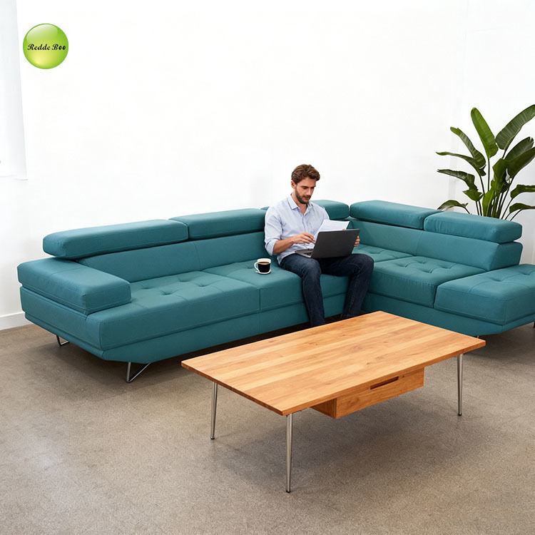 Leather Corner Sofa: Bold Hue, Minimalist Chic – Perfect for Meditation - Focused, Nature - Accent Interiors