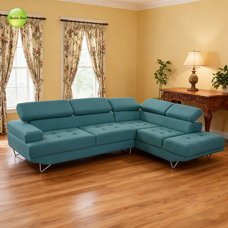 Leather Corner Sofa: Bold Hue, Minimalist Chic – Perfect for Meditation - Focused, Nature - Accent Interiors