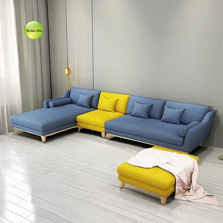 Two - Tone Fabric Corner Sofa: Playful Design, Plush Comfort – Perfect for Art - Driven, Color - Accent Living Spaces