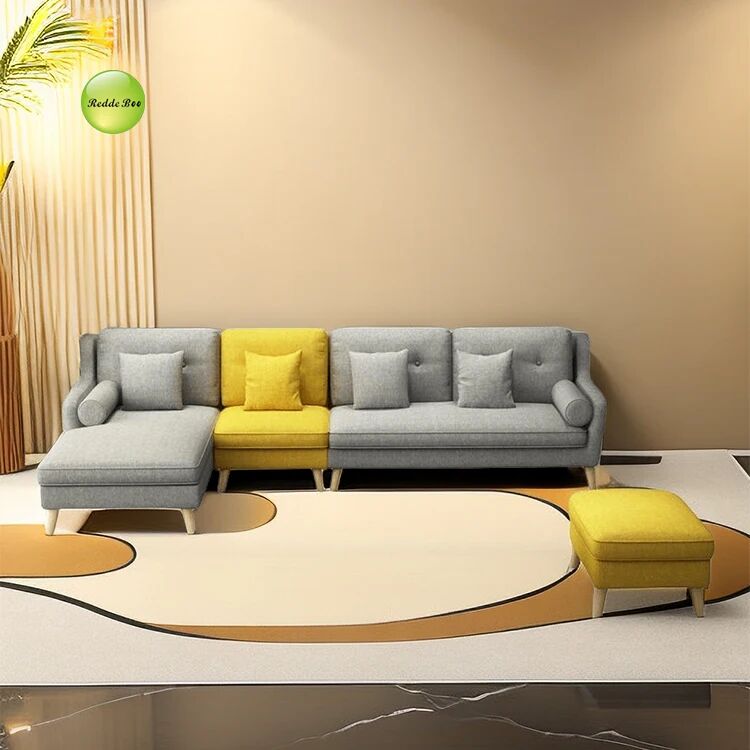 Two - Tone Fabric Corner Sofa: Playful Design, Plush Comfort – Perfect for Art - Driven, Color - Accent Living Spaces