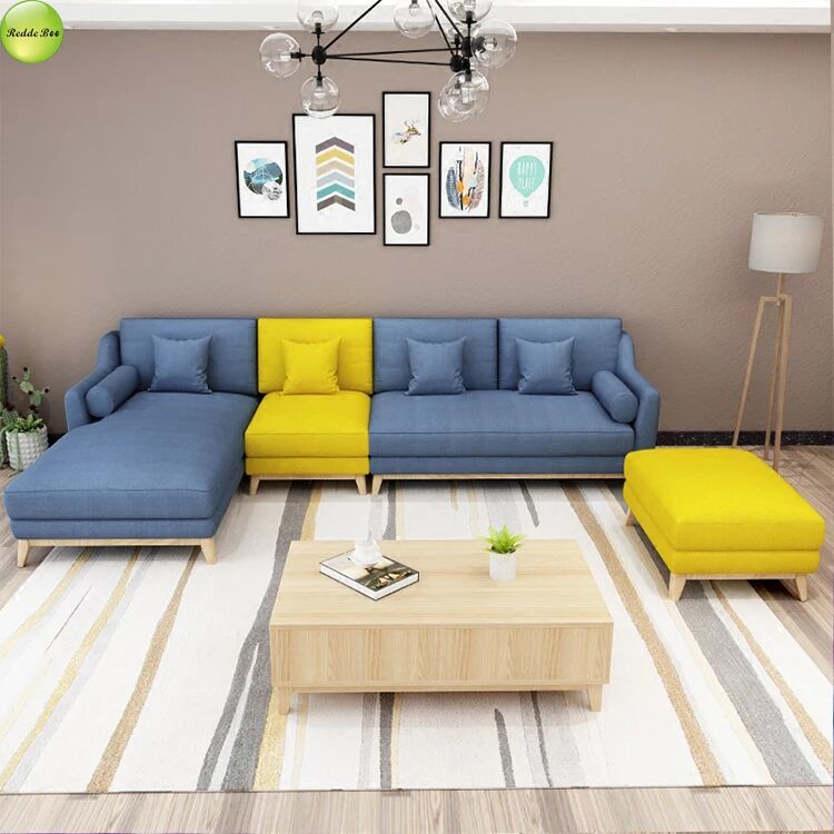 Two - Tone Fabric Corner Sofa: Playful Design, Plush Comfort – Perfect for Art - Driven, Color - Accent Living Spaces