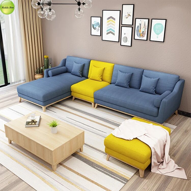 Two - Tone Fabric Corner Sofa: Playful Design, Plush Comfort – Perfect for Art - Driven, Color - Accent Living Spaces