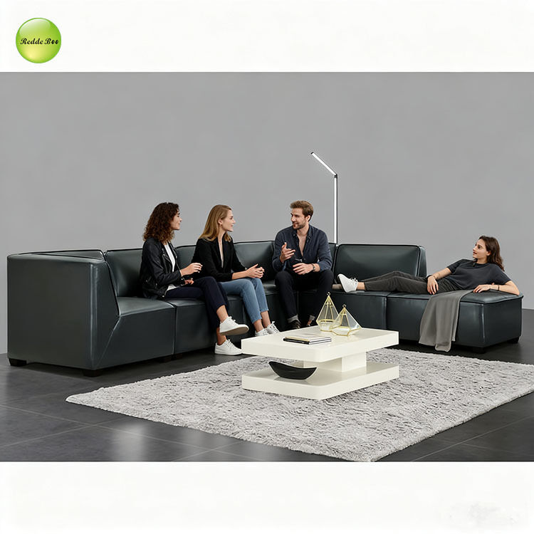 Leather Modular Sofa: Geometric Chic, Premium Craft – Perfect for Minimalist, Statement - Making Spaces