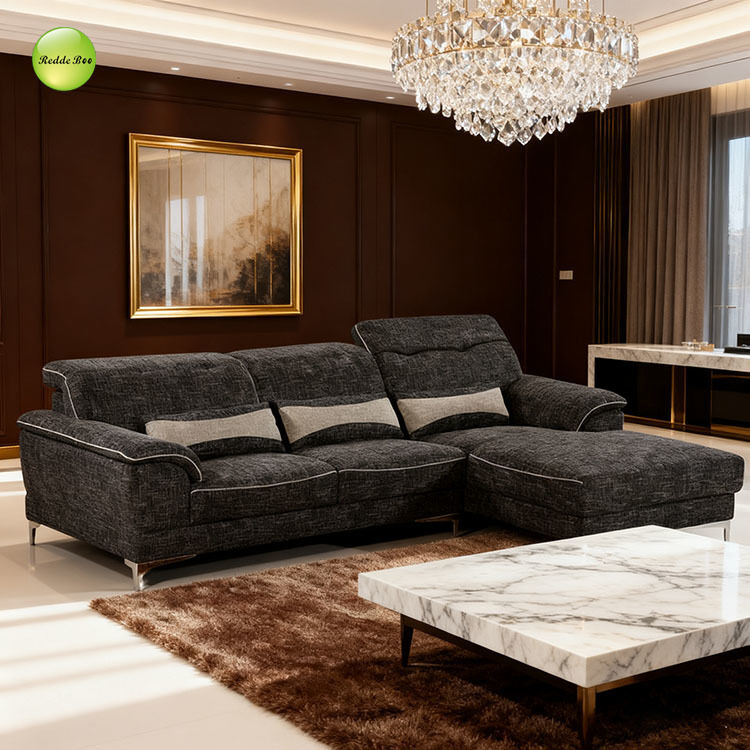 Textured Reclining Sectional Sofa Right Facing Movable Modular Charcoal Gray