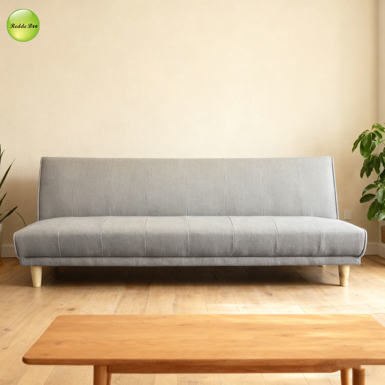 Minimalist Armless Fabric Sofa Bed Furniture Pull Out Sleeper Couch 3 Seater