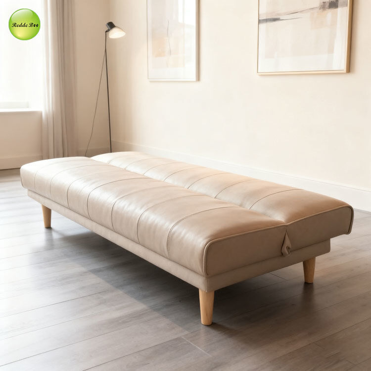 Minimalist Armless Fabric Sofa Bed Furniture Pull Out Sleeper Couch 3 Seater