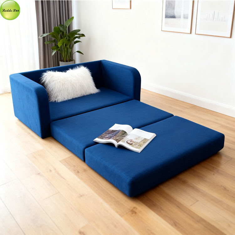 PU Leather 2 Seater Pull Out Sectional Couch Sleeper Sofa For Small Spaces