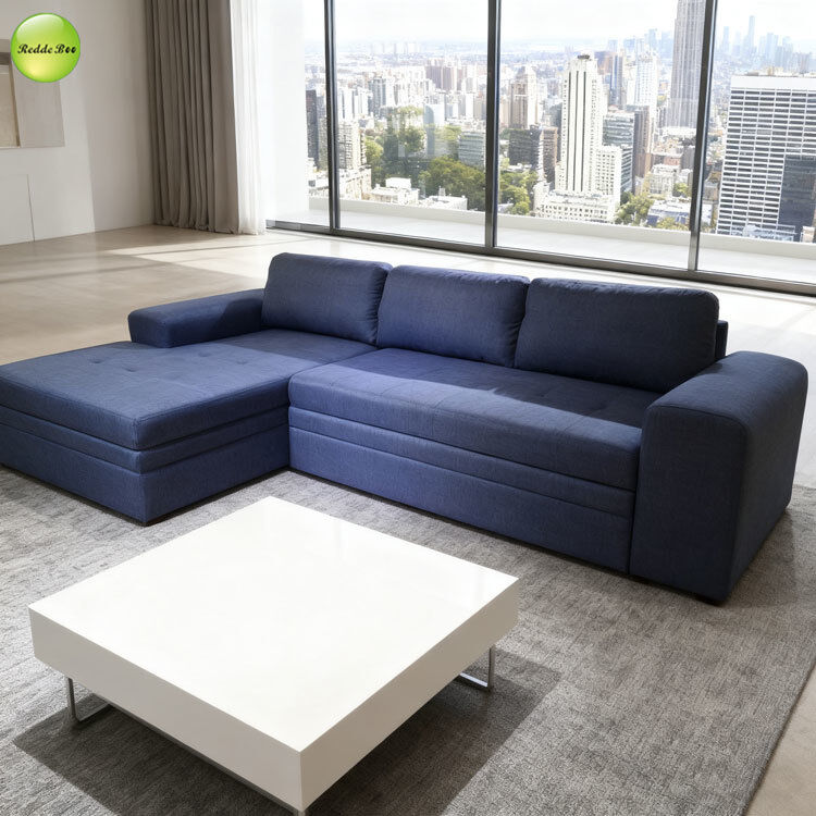 Modern L Shape Corner Fabric Sofa With Storage Chaise Convertible Sleeping Pull Out Sofa Bed For Living Room Space-Saving Furniture